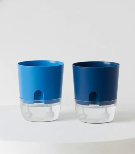 Self Watering Pots Set of 2 ( Light & Dark Blue ) Without Plant