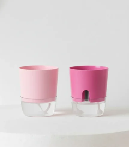 Self Watering Pots Set of 2 ( Light & Dark Pink ) Without Plant